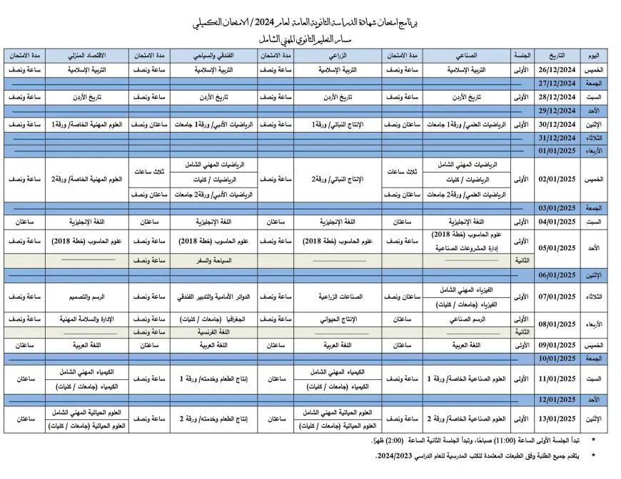 التربية تعلن موعد تكميلية الثانوية العامة (جدول)